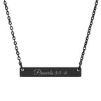 Proverbs 3:5–6, Trust In The Lord With All Your Heart, Engraved Horizontal Bar Necklace