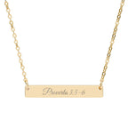 Proverbs 3:5–6, Trust In The Lord With All Your Heart, Engraved Horizontal Bar Necklace