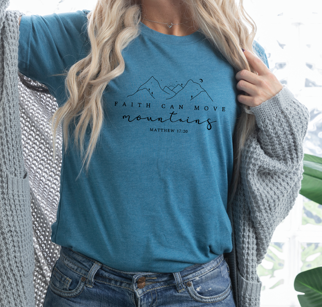 Faith Can Move Mountains Minimalist, Matthew 17.20 T-Shirt