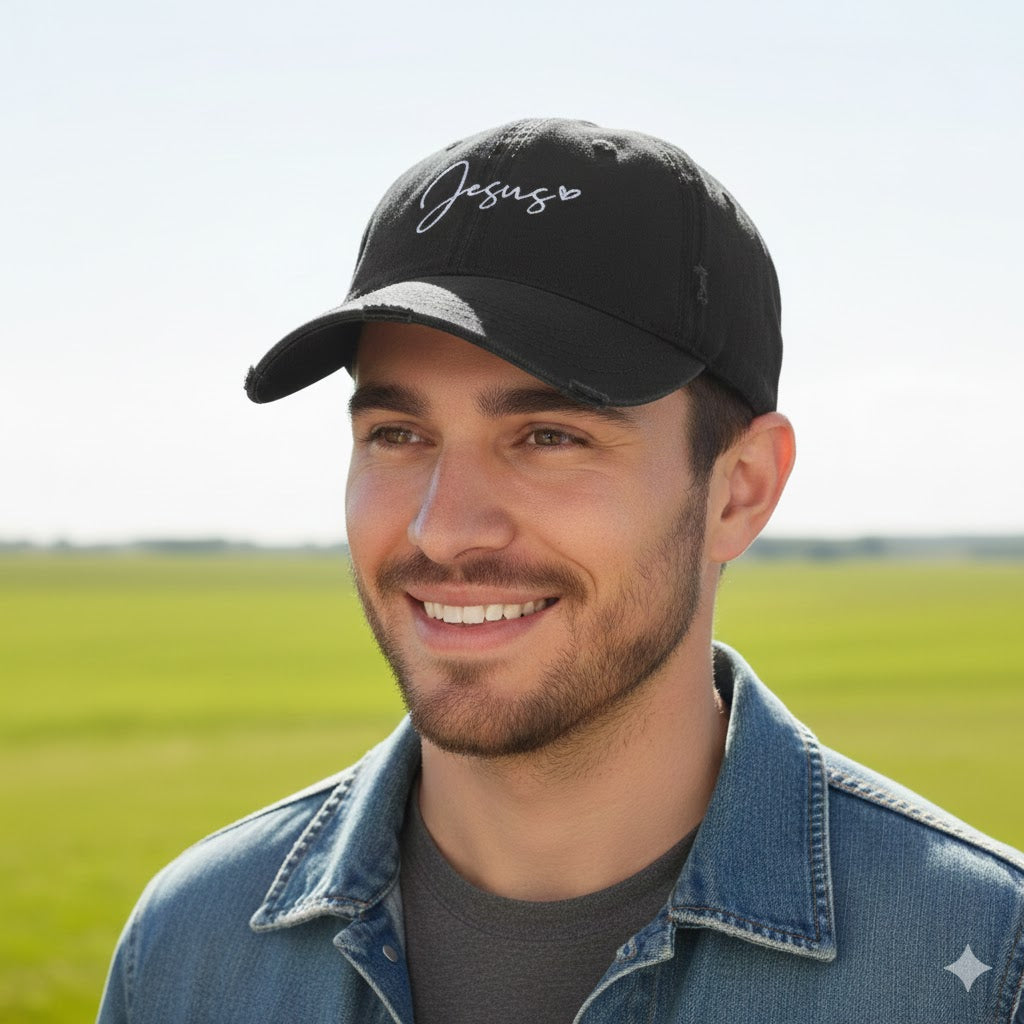 Jesus Heart Distressed Dad Hat